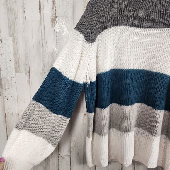 Amaryllis Striped Mock Neck Sweater Size S/M - Picture 7 of 9